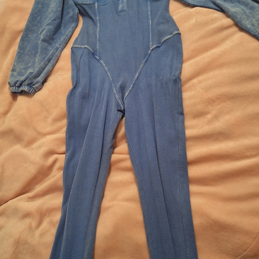 Blue Long Sleeve Jumpsuit